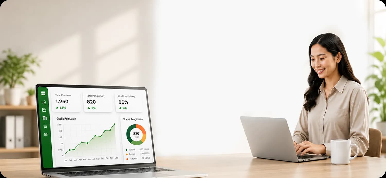 Dua profesional bekerja dengan laptop dan tablet menampilkan dashboard Vena dan aplikasi Kirana, merepresentasikan ekosistem SPEconnect